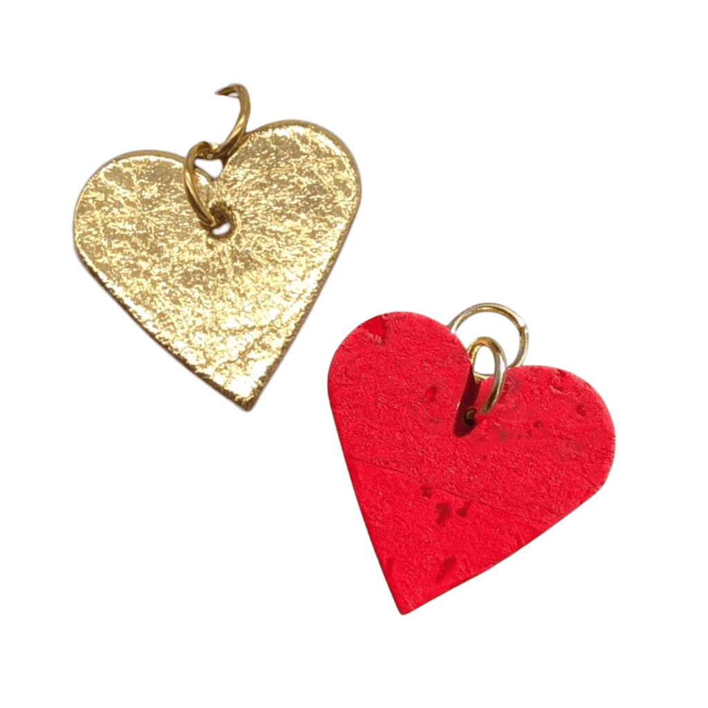 Red and Gold Mini Heart Cork Charms
