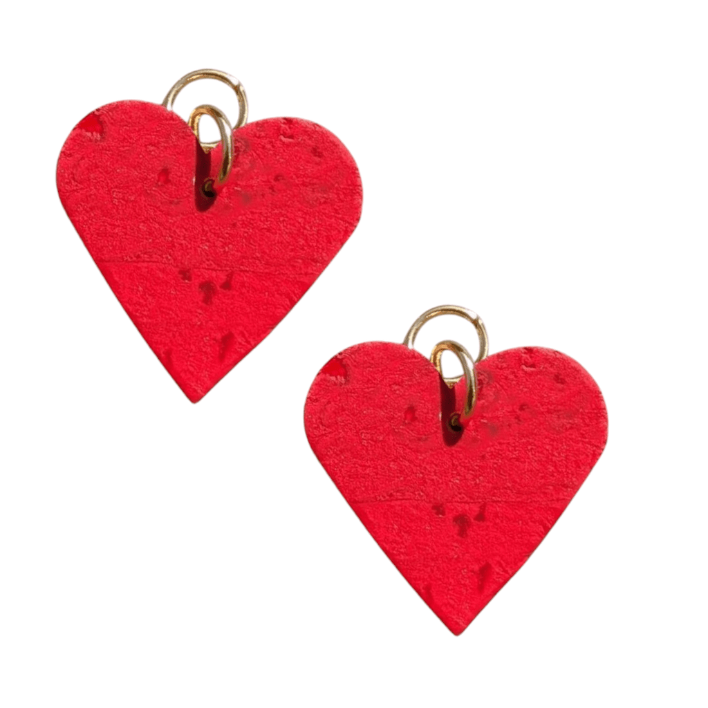 Red and Gold Mini Heart Cork Charms