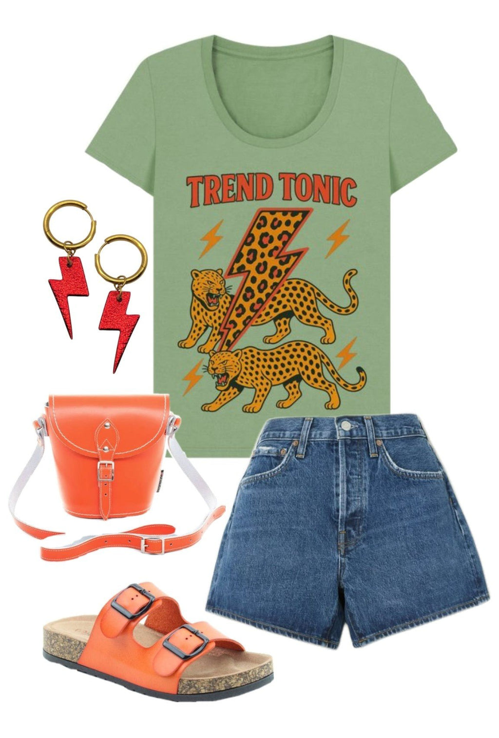 Red and Gold Mini Lightning Bolt Cork Charms