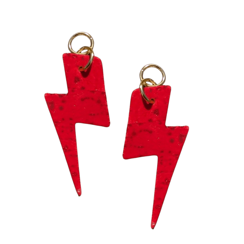 Red and Gold Mini Lightning Bolt Cork Charms