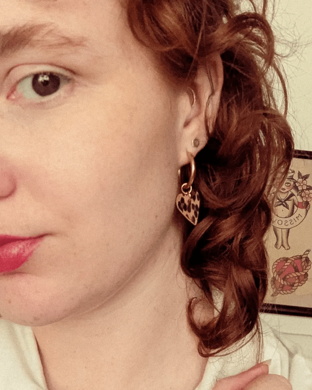 Red and Leopard Mini Heart Cork Charms