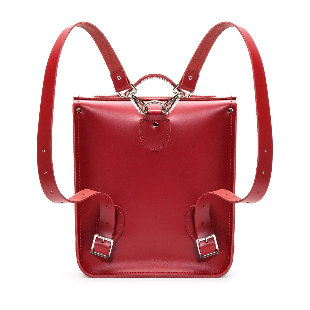 Handmade Leather City Backpack in Red