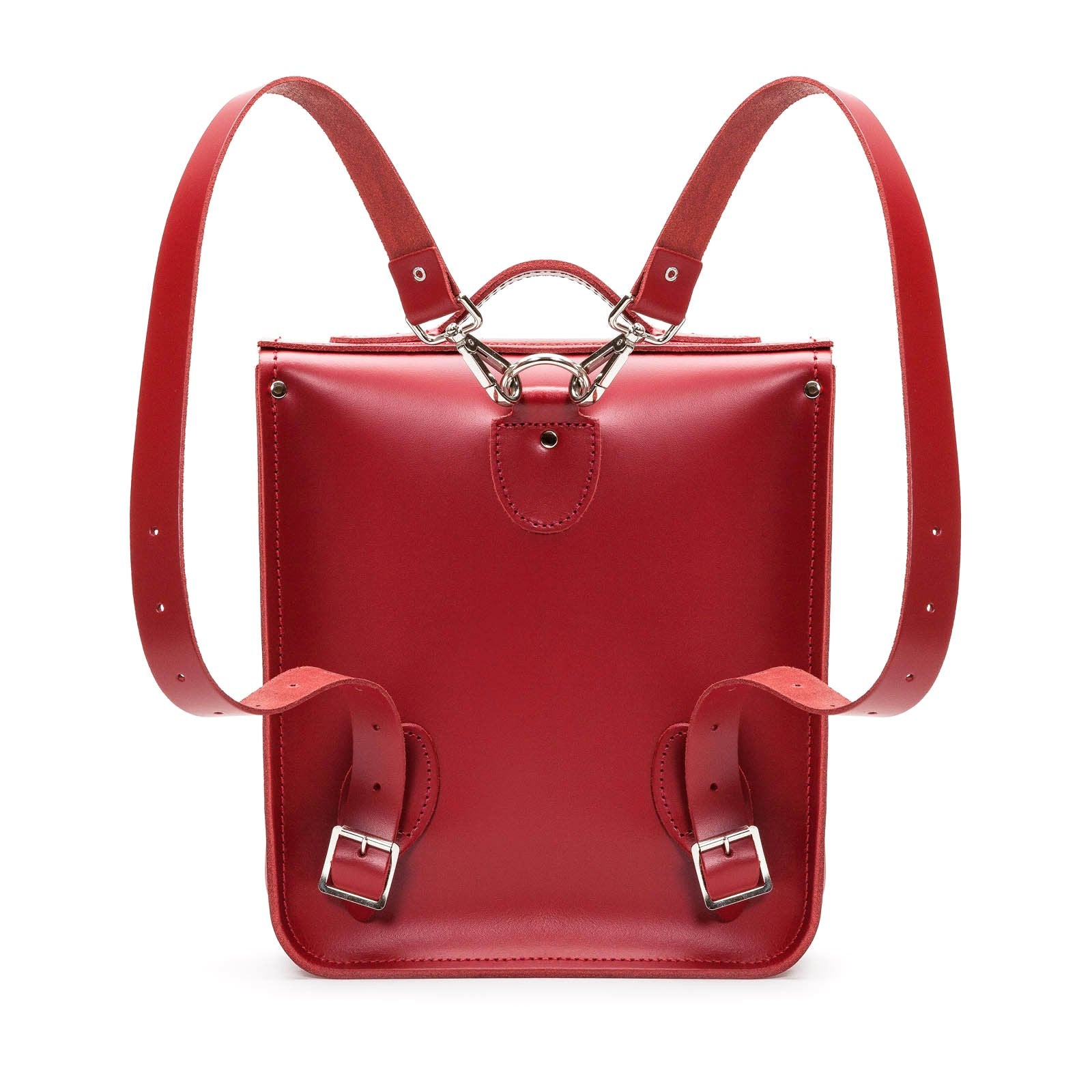 Handmade Leather City Backpack in Red