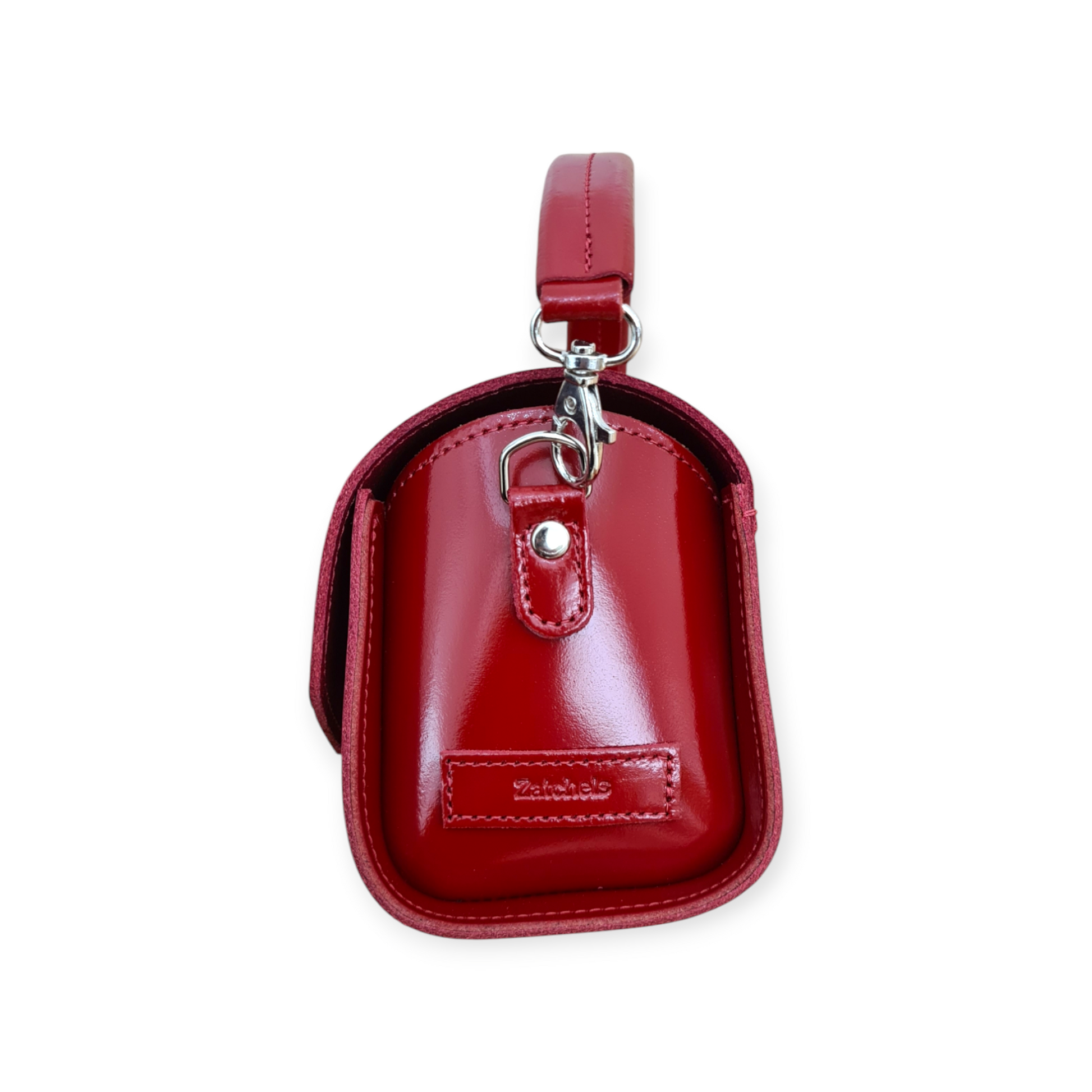 Red Handmade High Shine Leather Handbag