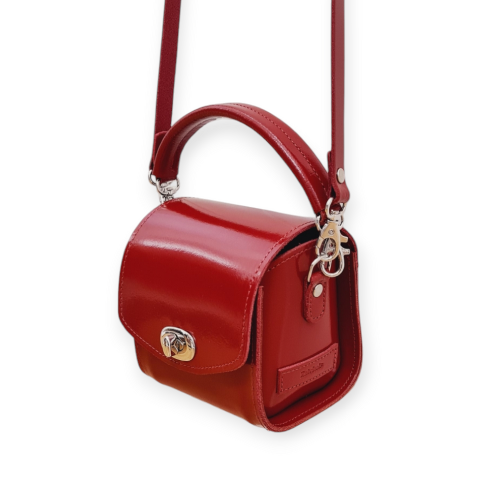 Red Handmade High Shine Leather Handbag