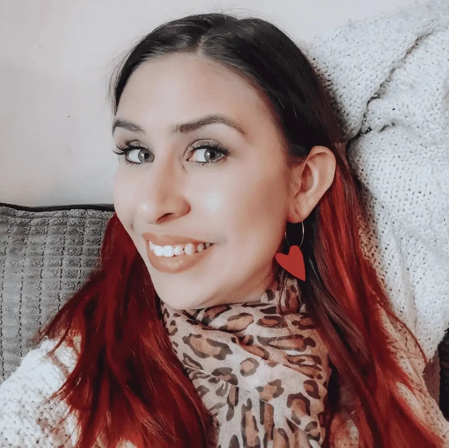 Red Cork Heart Hoop Earrings