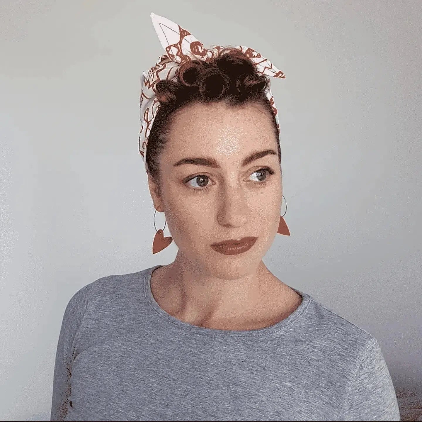 Red Cork Heart Hoop Earrings