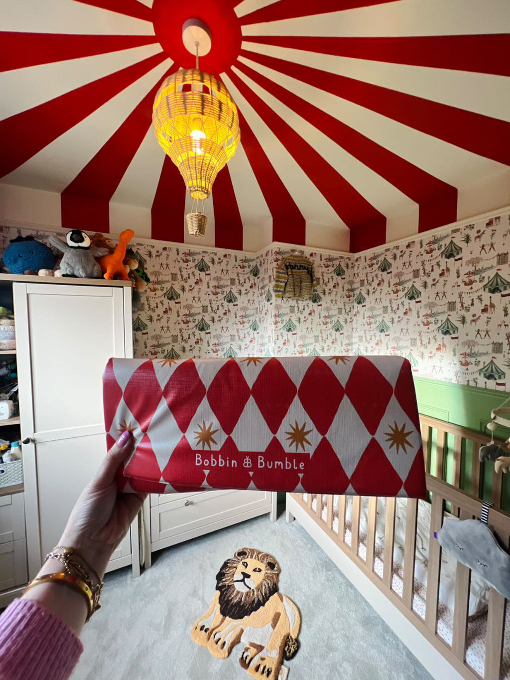 Travel Changing Mat - Red Harlequin