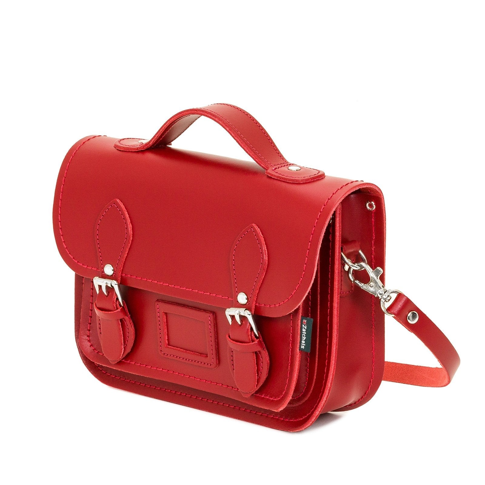 Red Leather Midi Satchel