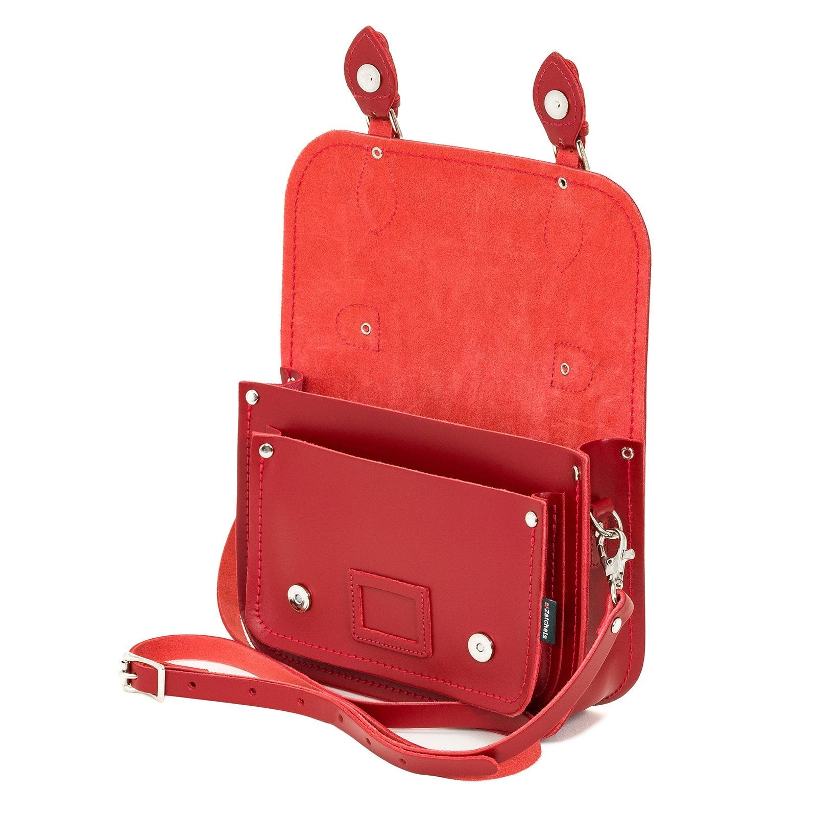 Red Leather Midi Satchel