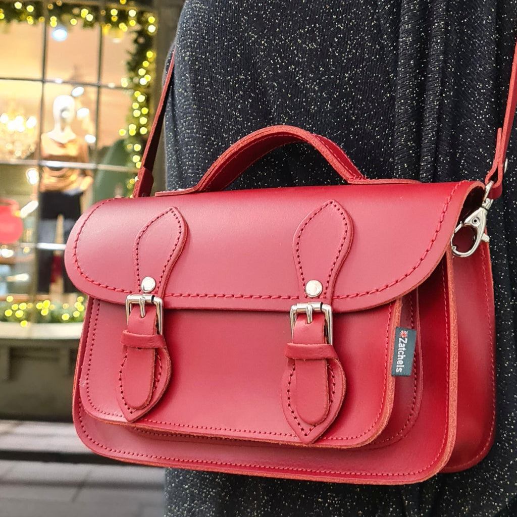 Red Leather Micro Satchel Handmade