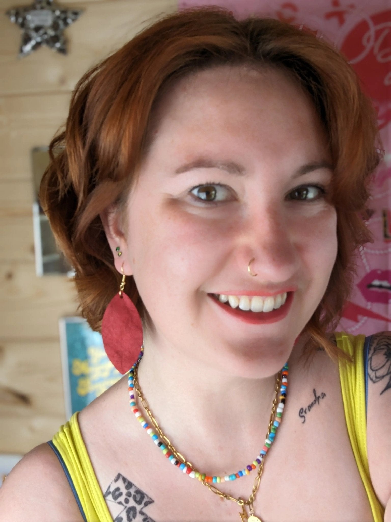 Red Leaf Paper Earrings