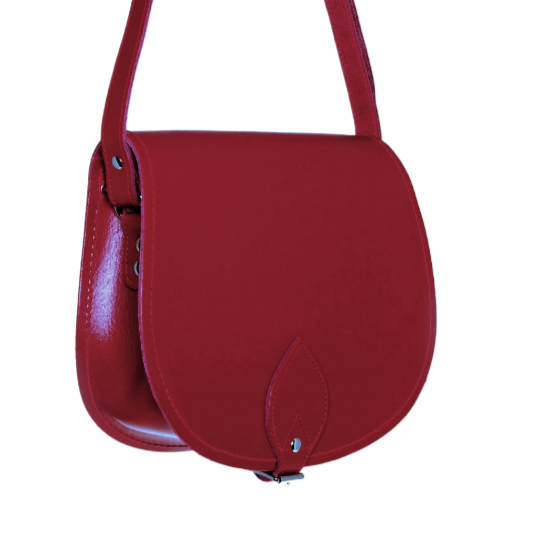 Red Leather Saddle Bag, Handmade in England