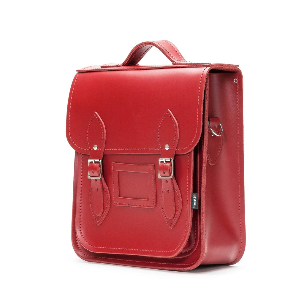 Handmade Leather City Backpack in Red