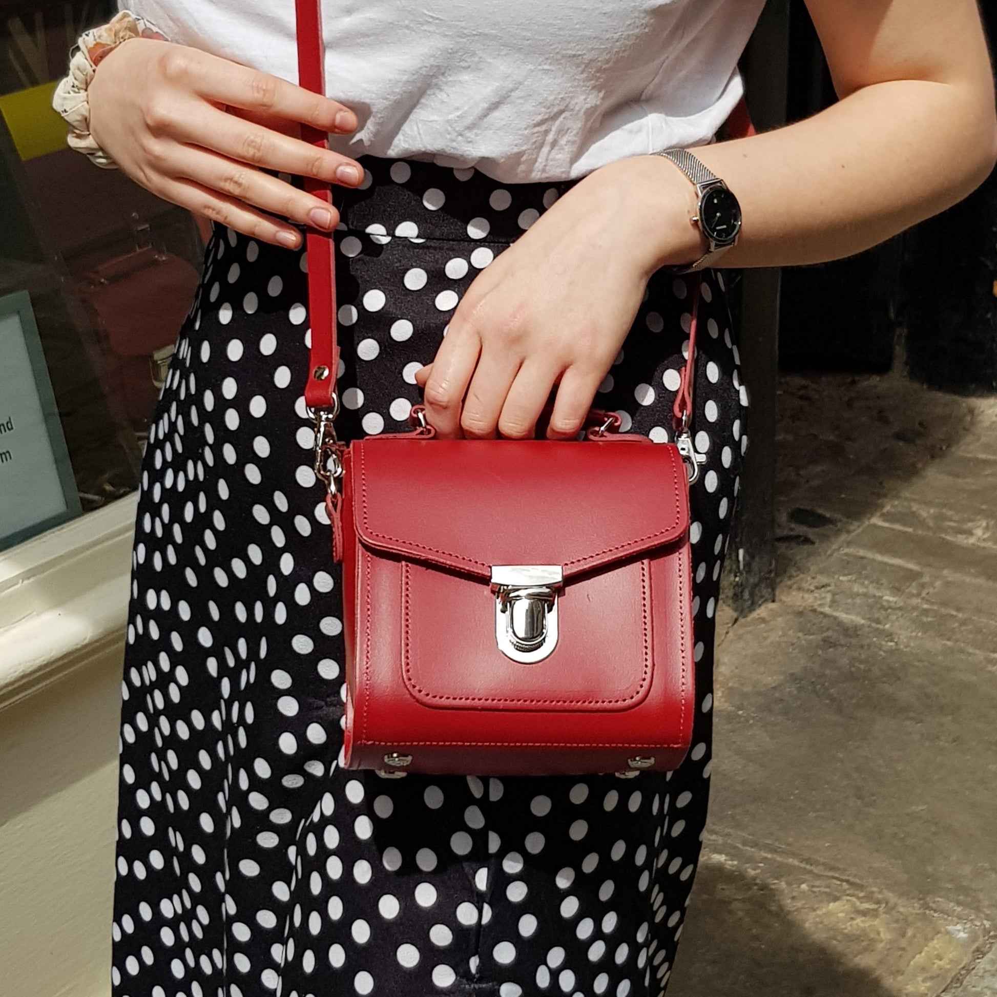 Handmade Leather Sugarcube Handbag in Lilac Grey