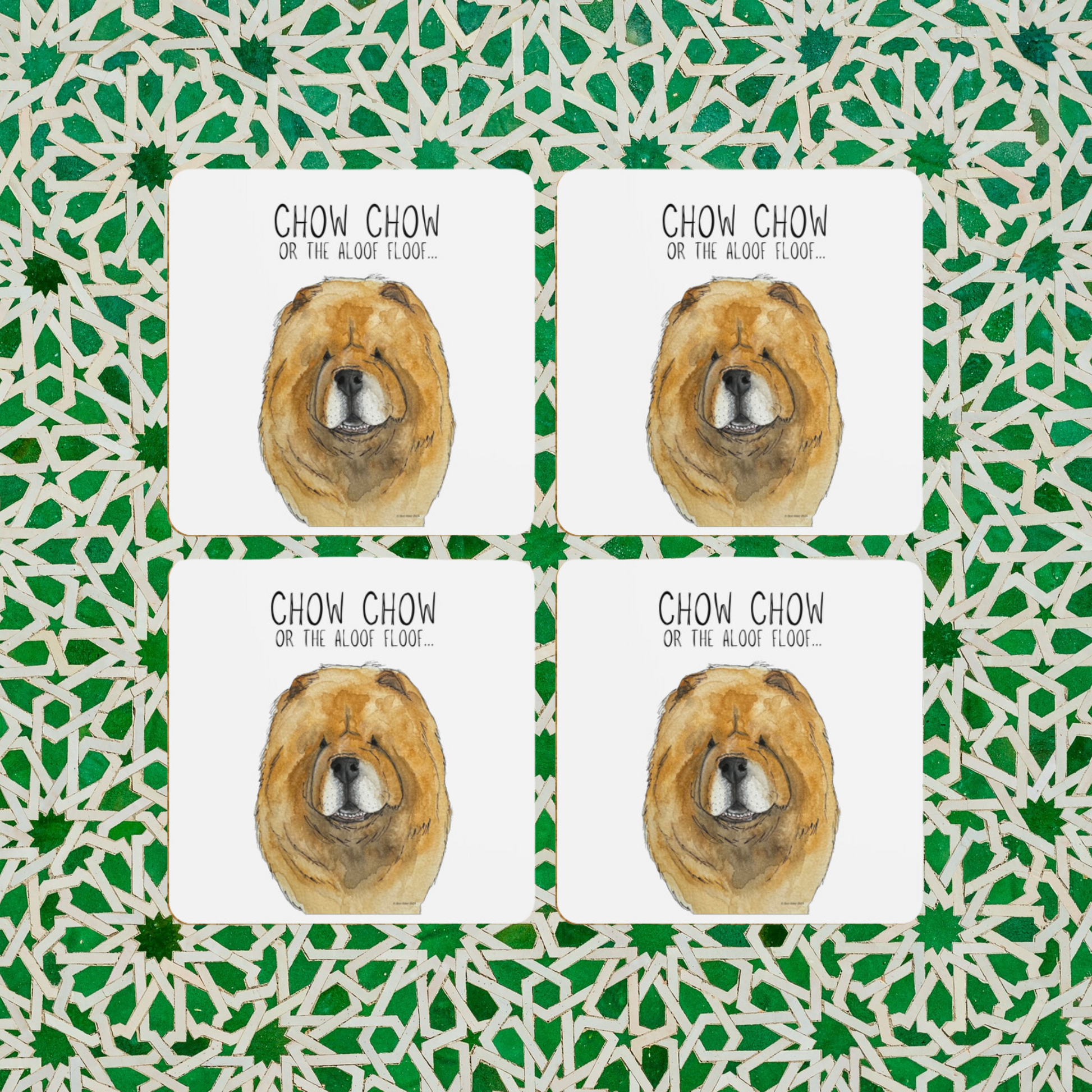Red Chow Chow Coaster Set Pack of 4