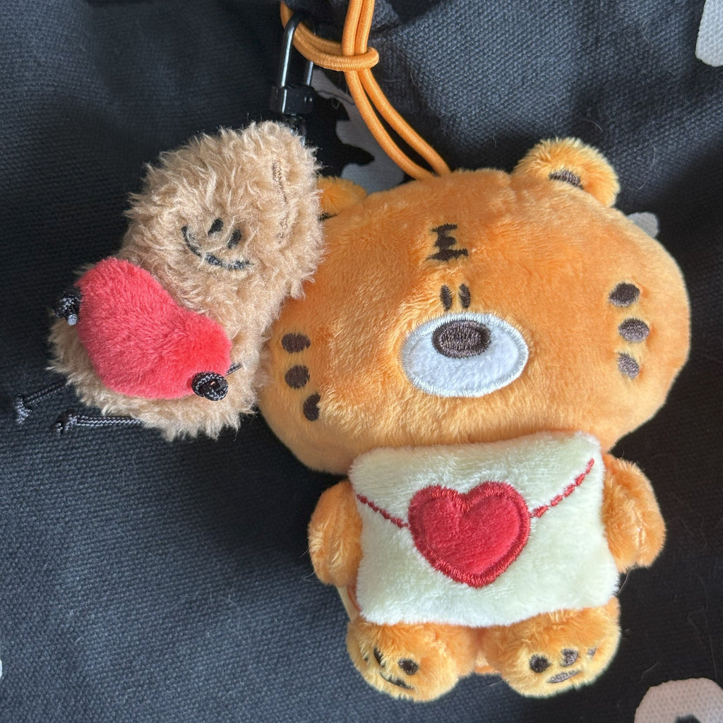 Tiger Peanut and Red Heart Bag Charm Duo