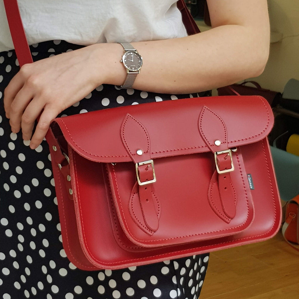 Handmade Red Leather Satchel