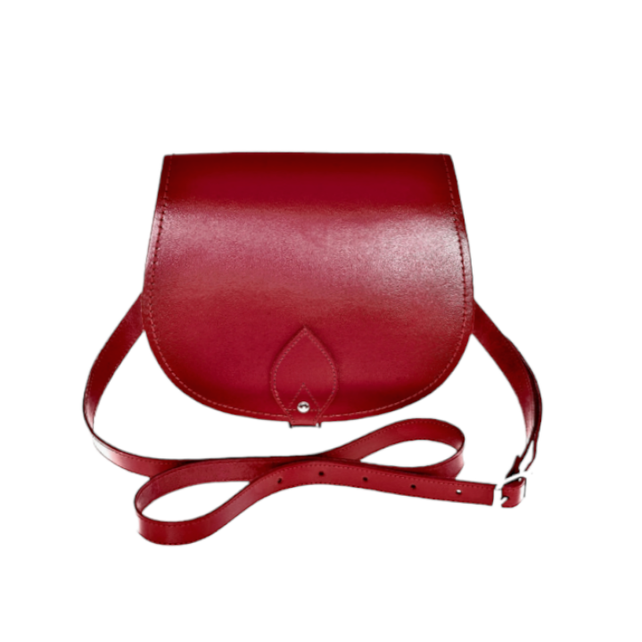 Red Leather Saddle Bag, Handmade in England