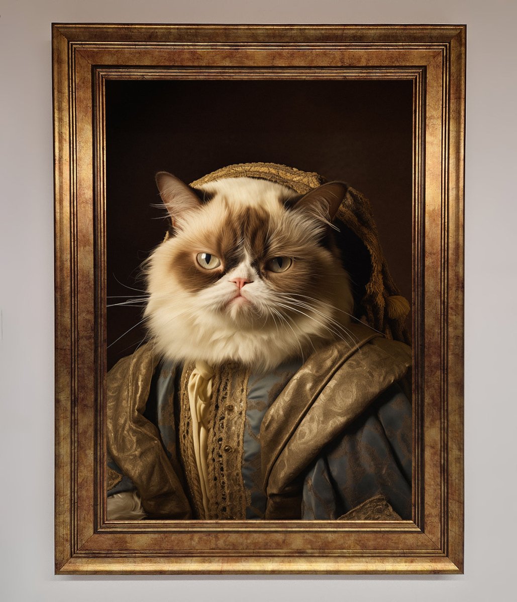 Renaissance Grumpy Cat Framed Print