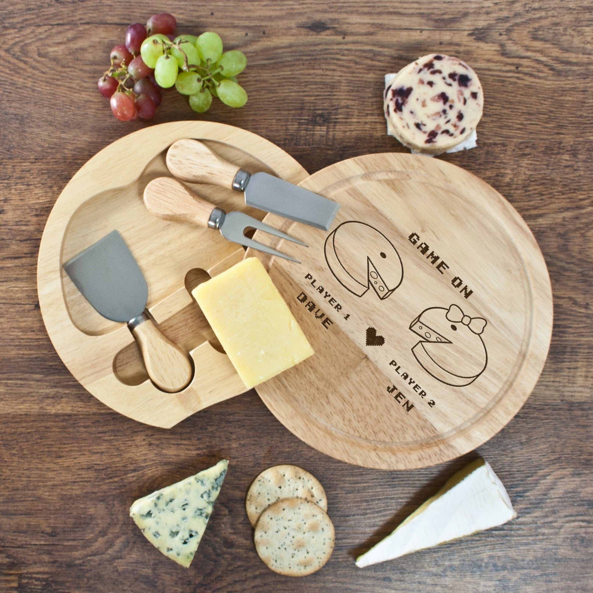 Personalised Couple's Retro Gaming Round Cheese Board