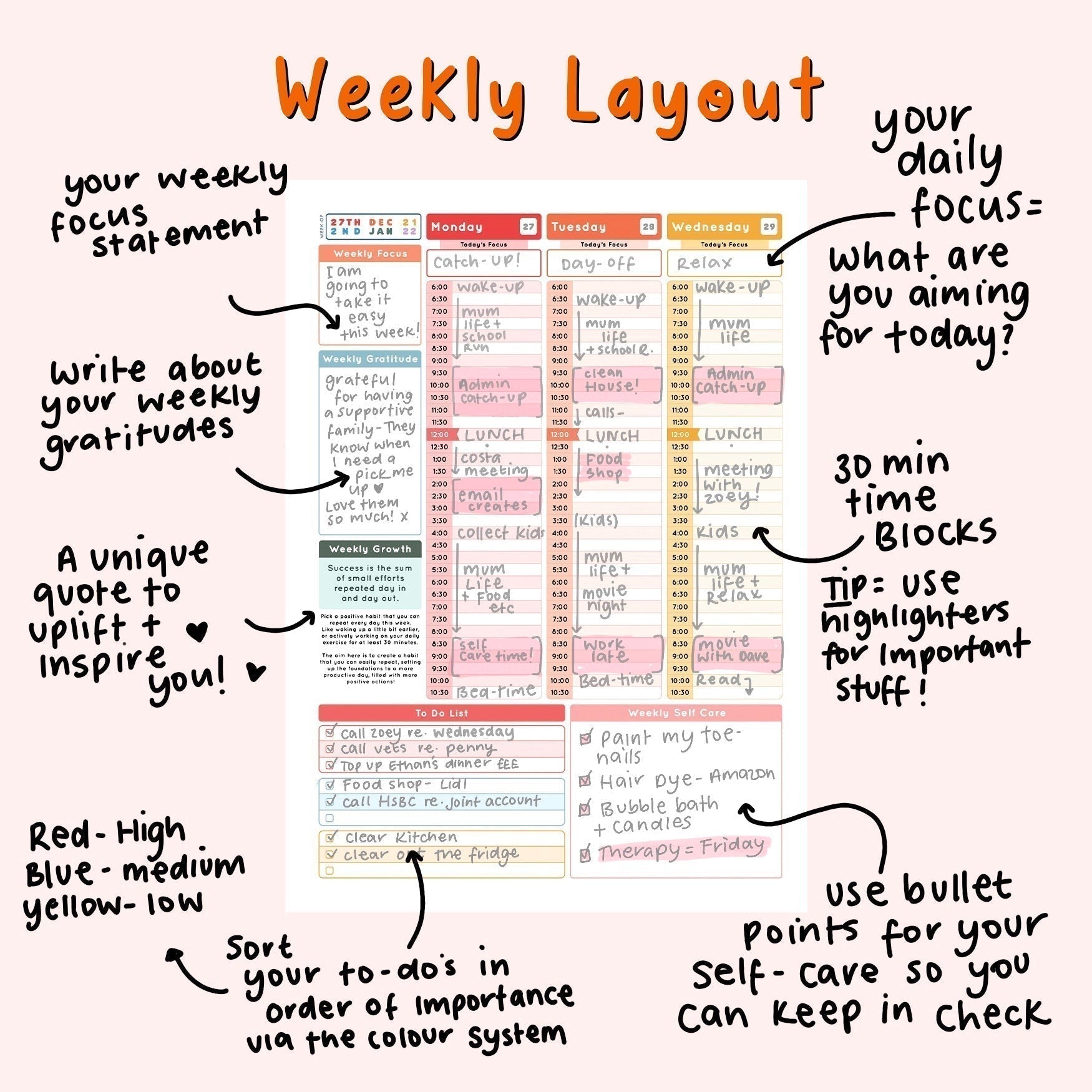 Retro Planning Journal with Pen Holder and Bookmark