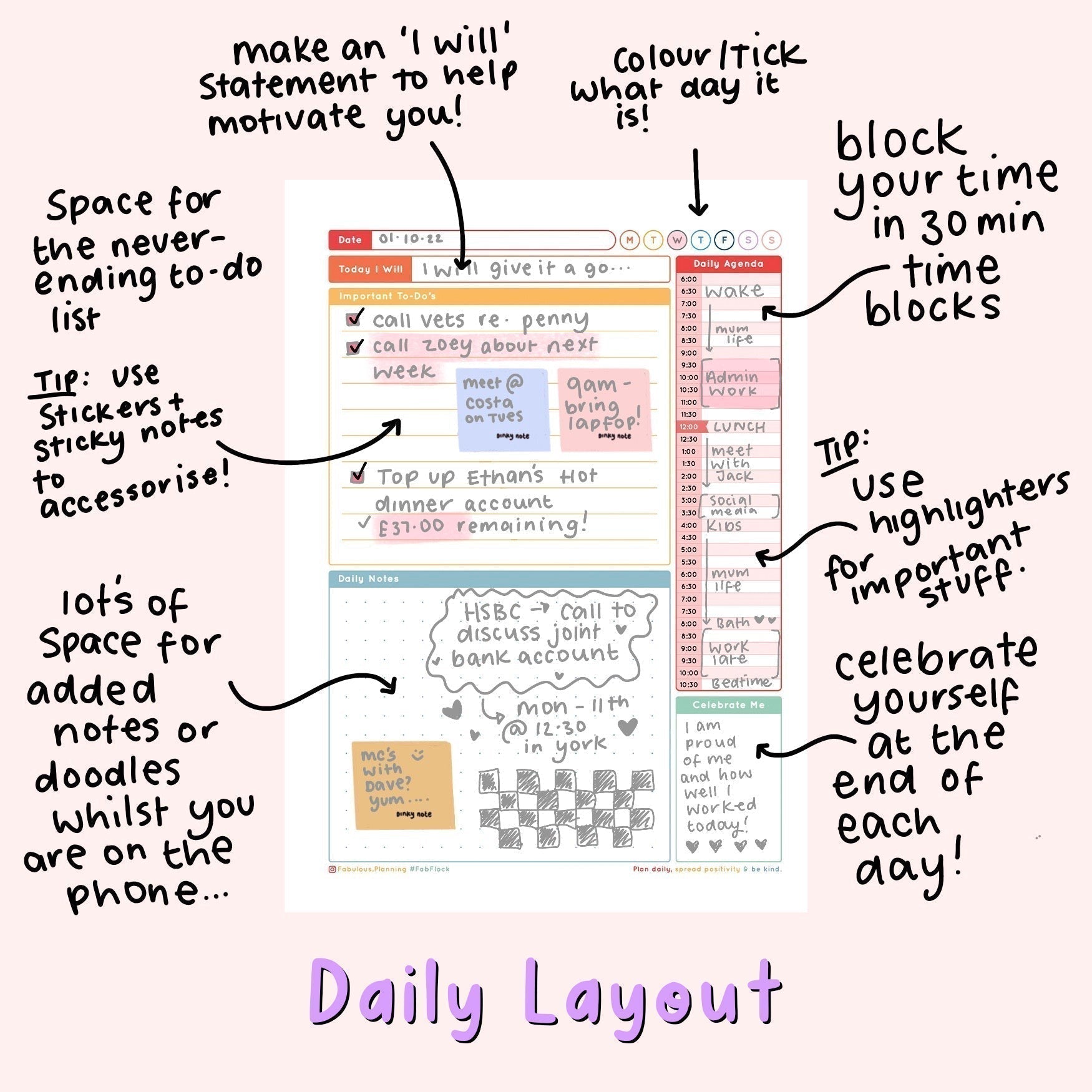 Retro Planning Journal with Pen Holder and Bookmark