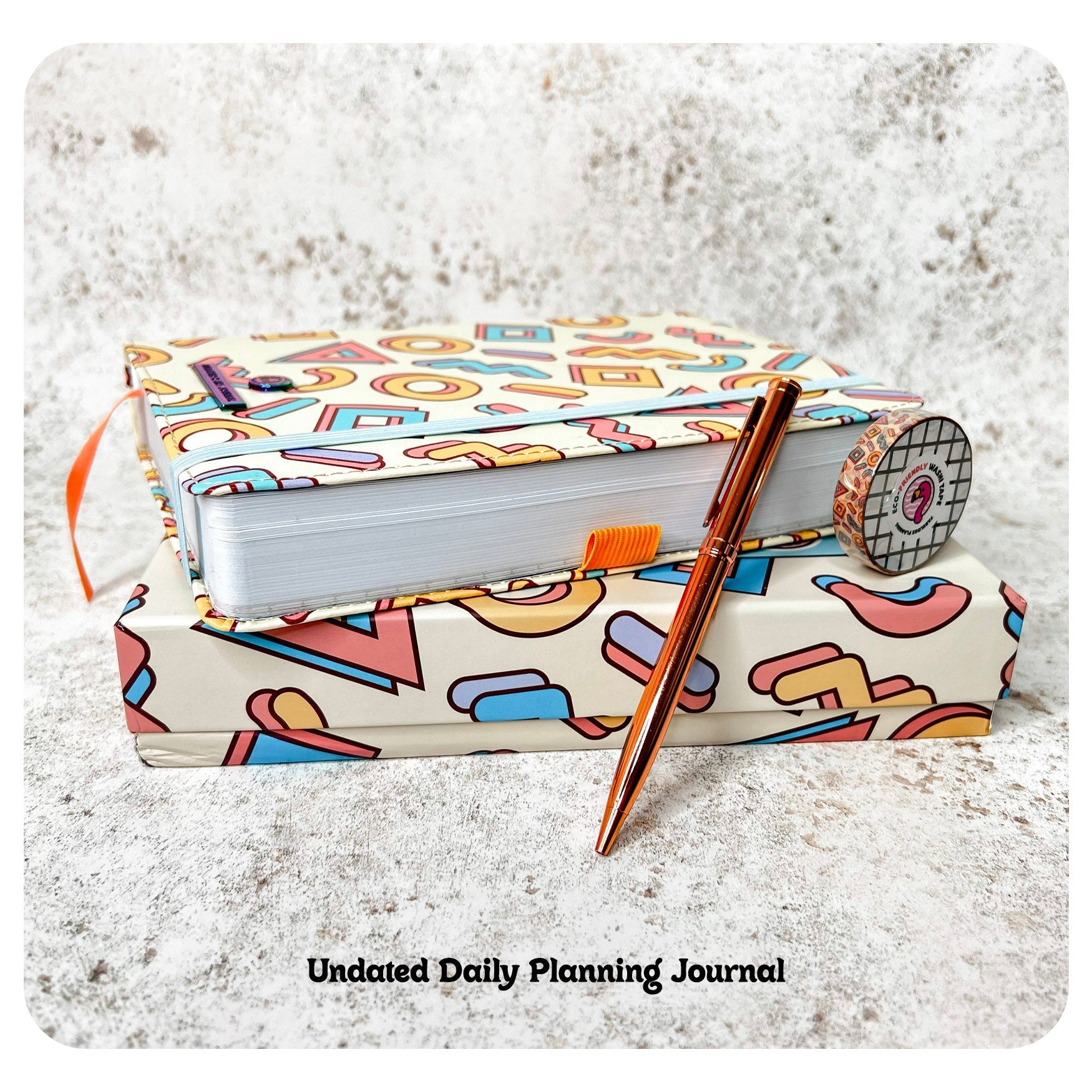 Retro Planning Journal with Pen Holder and Bookmark
