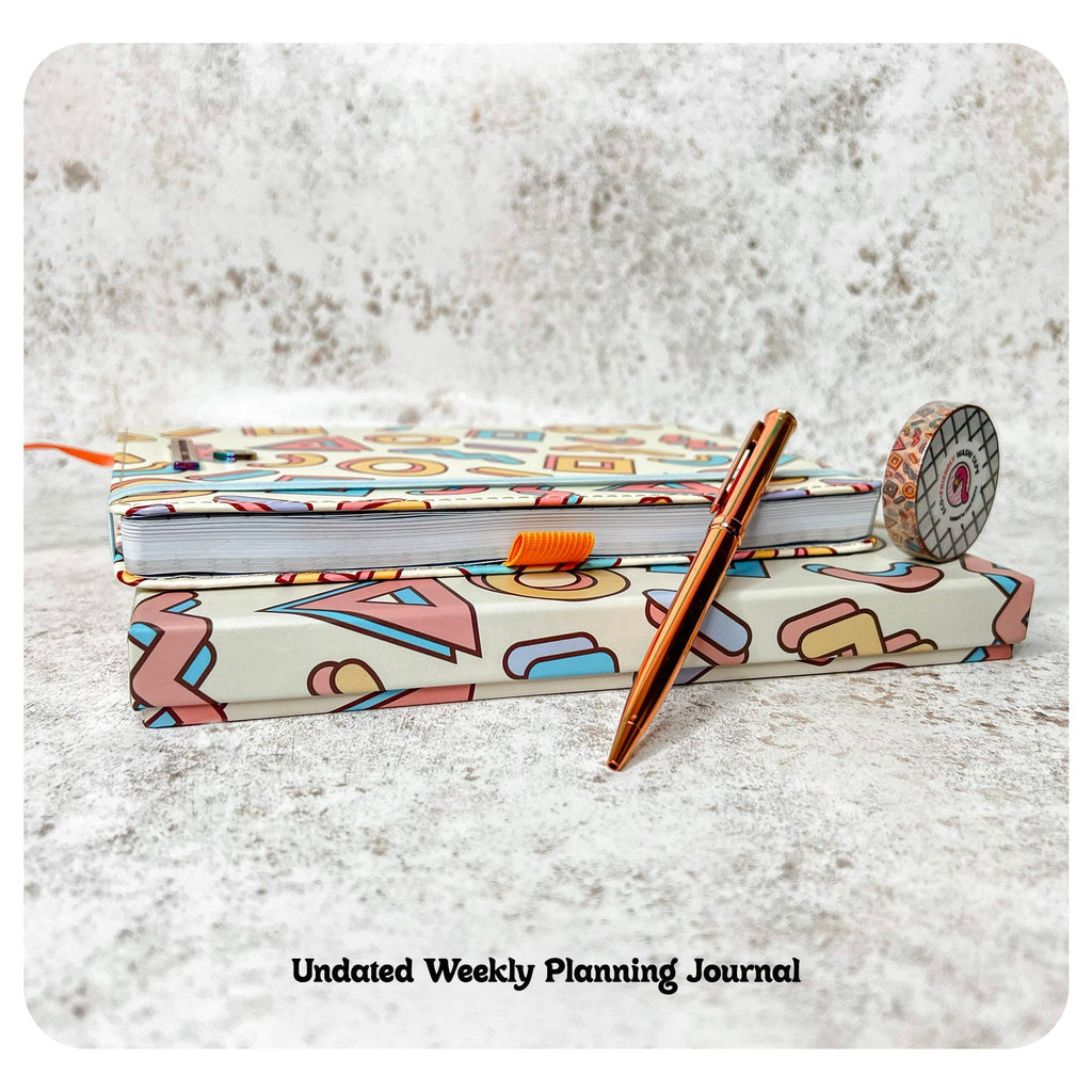 Retro Planning Journal with Pen Holder and Bookmark