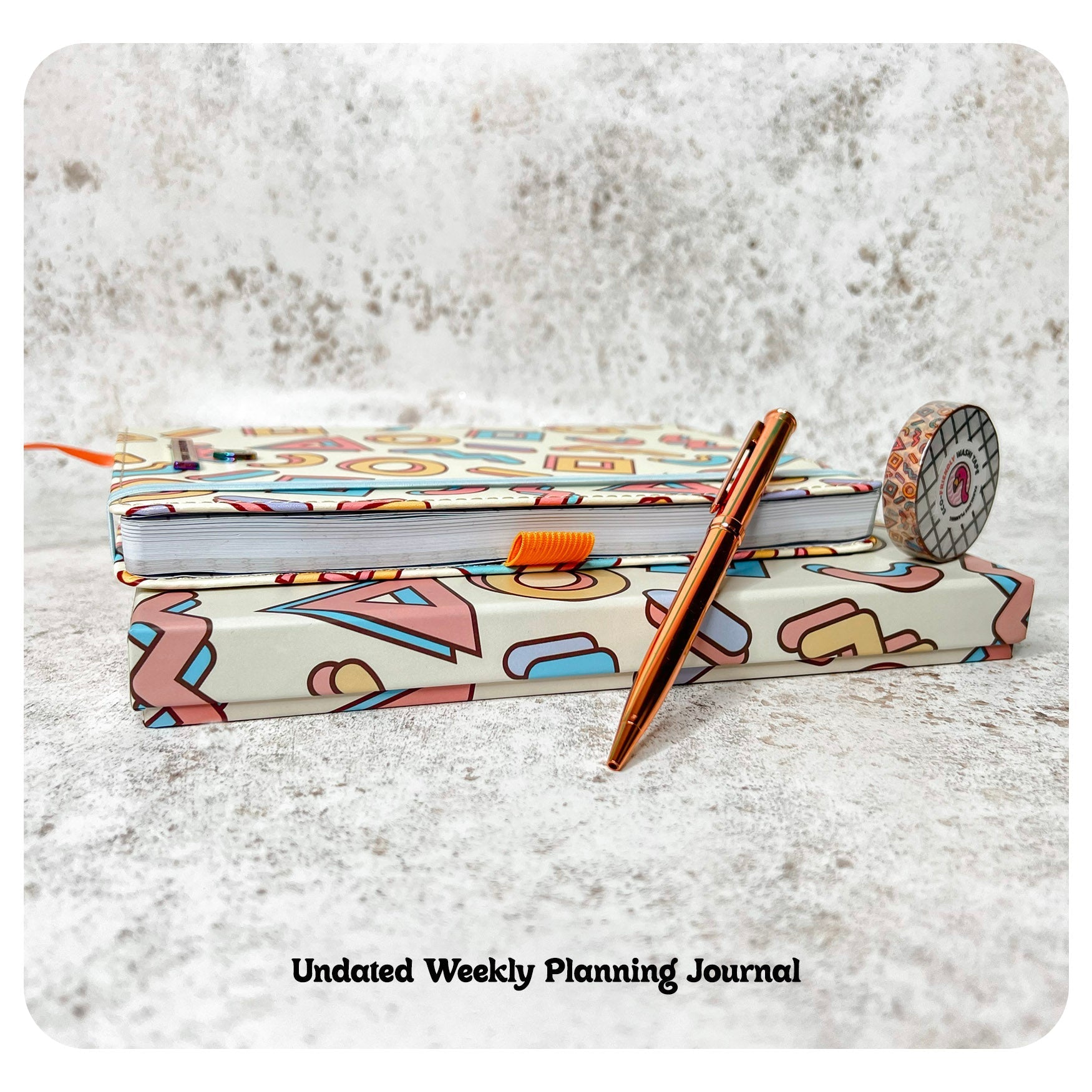 Retro Planning Journal with Pen Holder and Bookmark