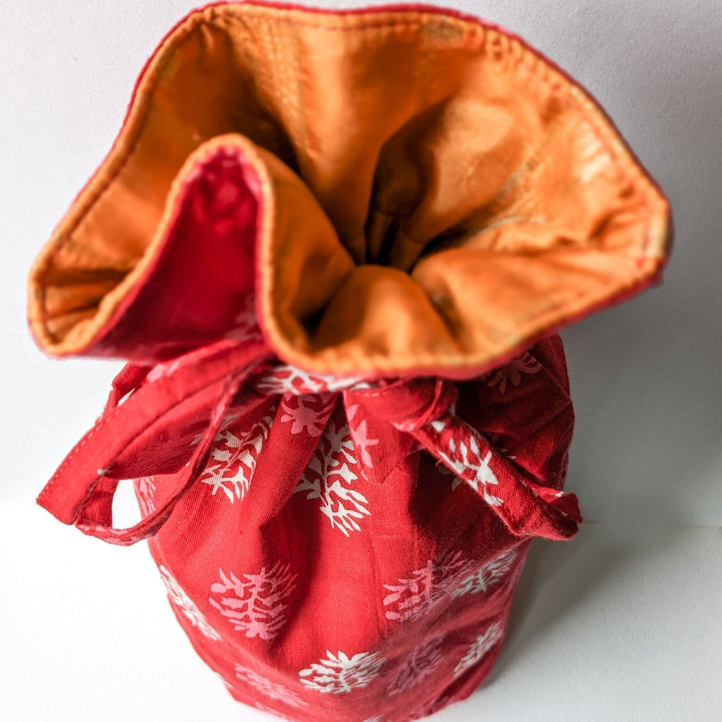 Reusable Kalamkari Cotton Bottle Bags Handmade in India
