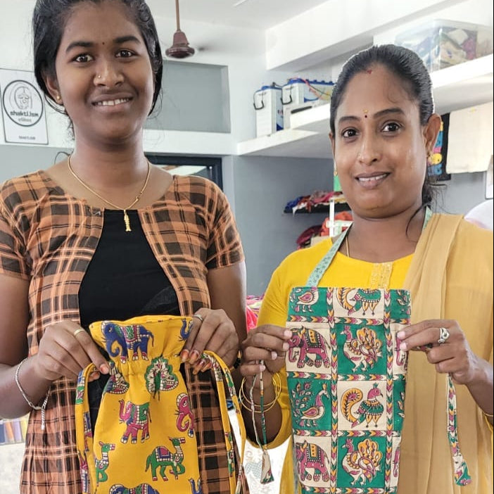 Reusable Kalamkari Cotton Bottle Gift Bag