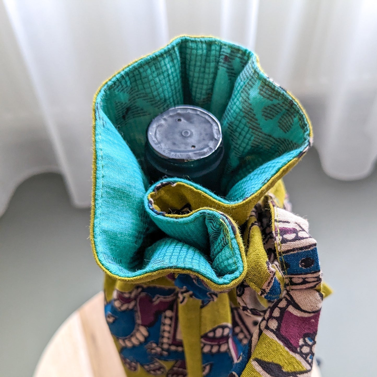 Reusable Kalamkari Cotton Bottle Gift Bag