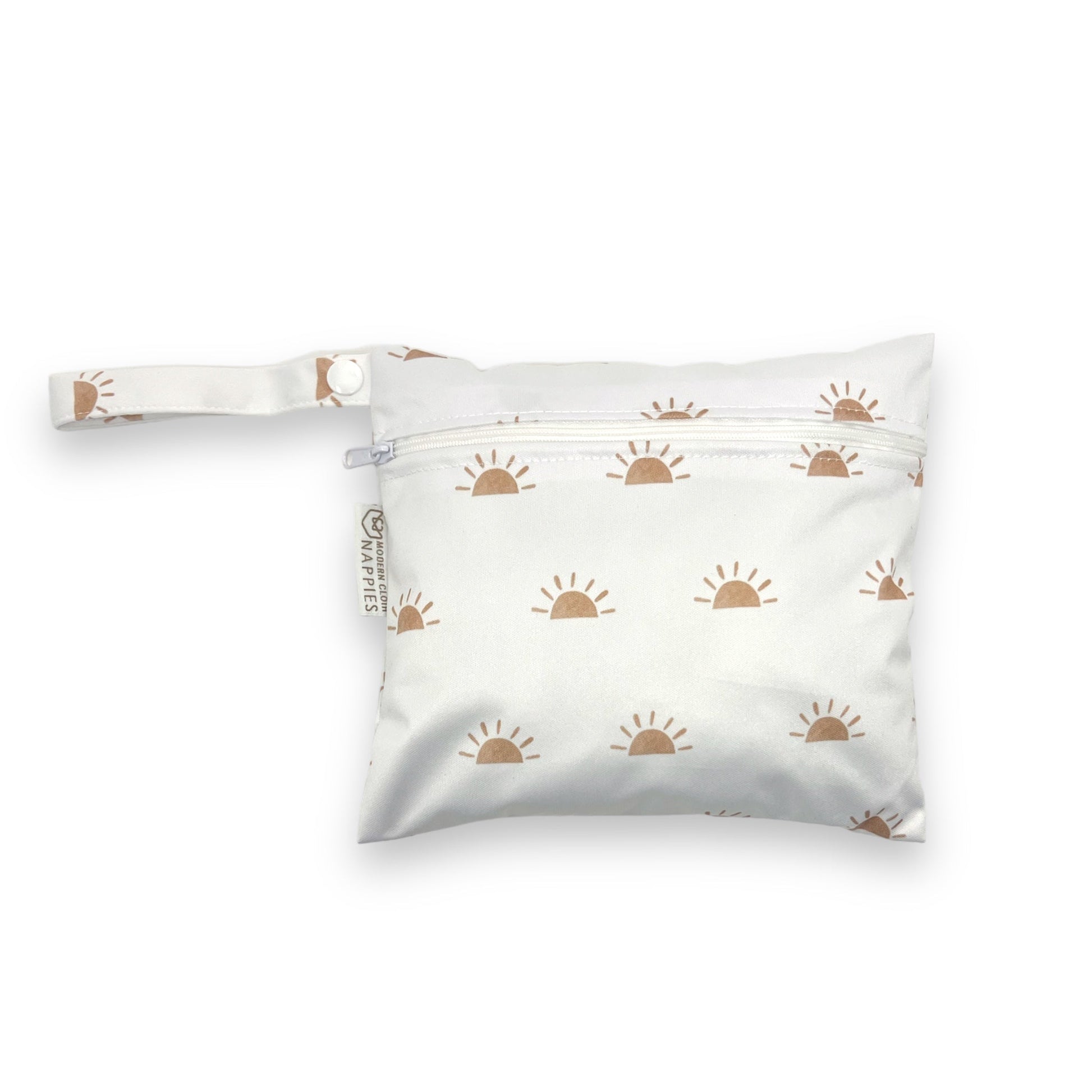 Reusable Mini Wet Bag in White with Camel Sunnies Print