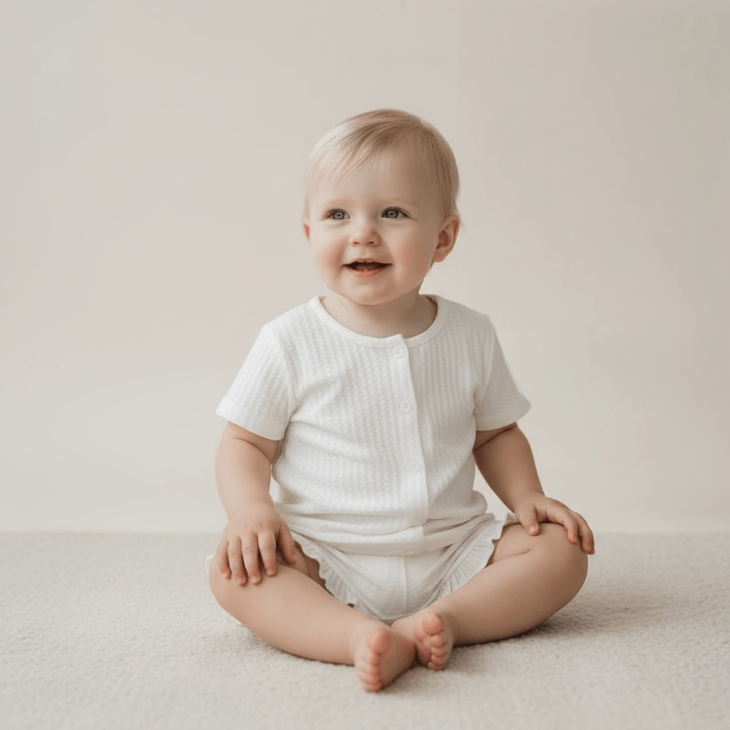 White Ribbed Ruffle Hem Button Top and Shorts Set