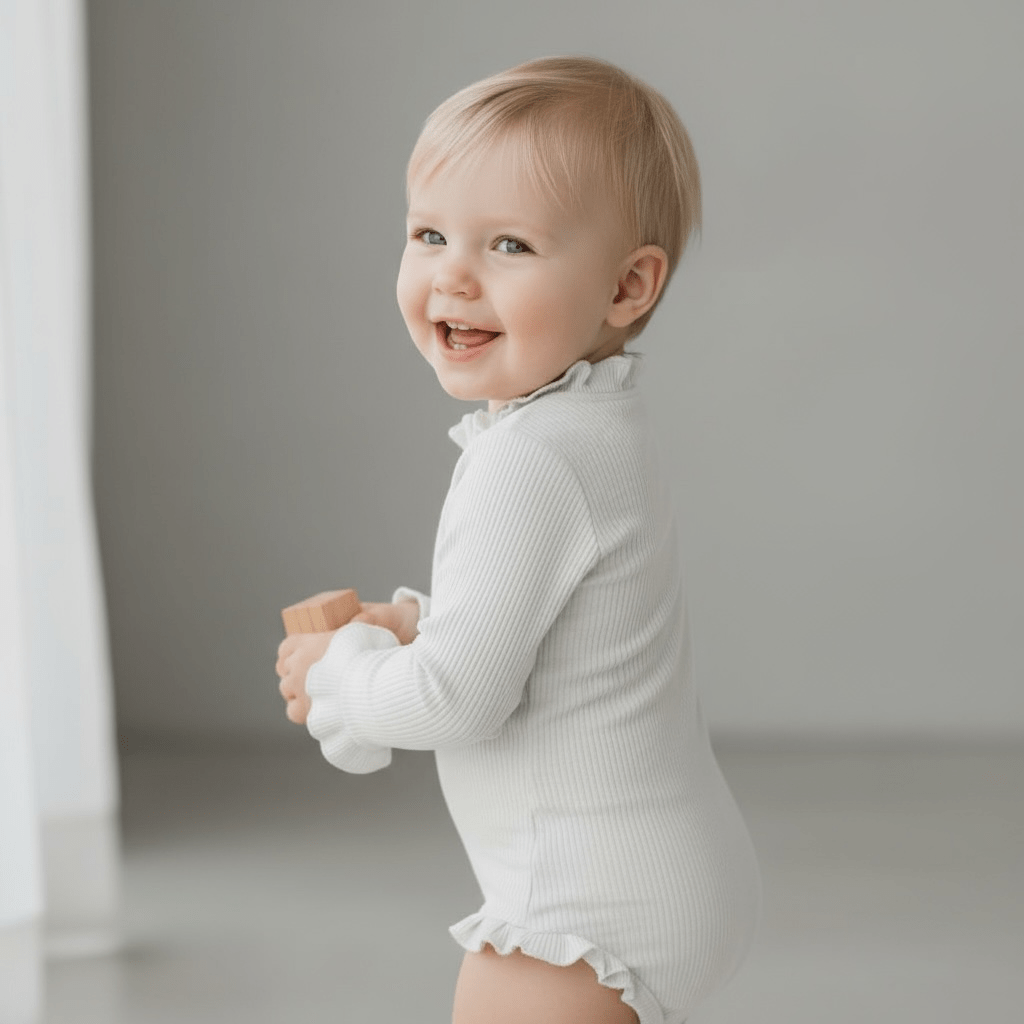 Ribbed Ruffle Romper with Matching Headband