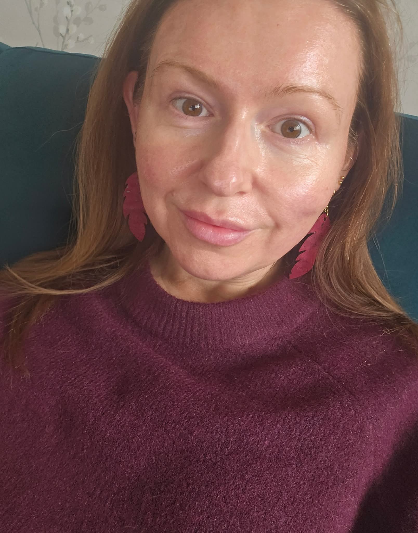 Burgundy Cork Leaf Earrings