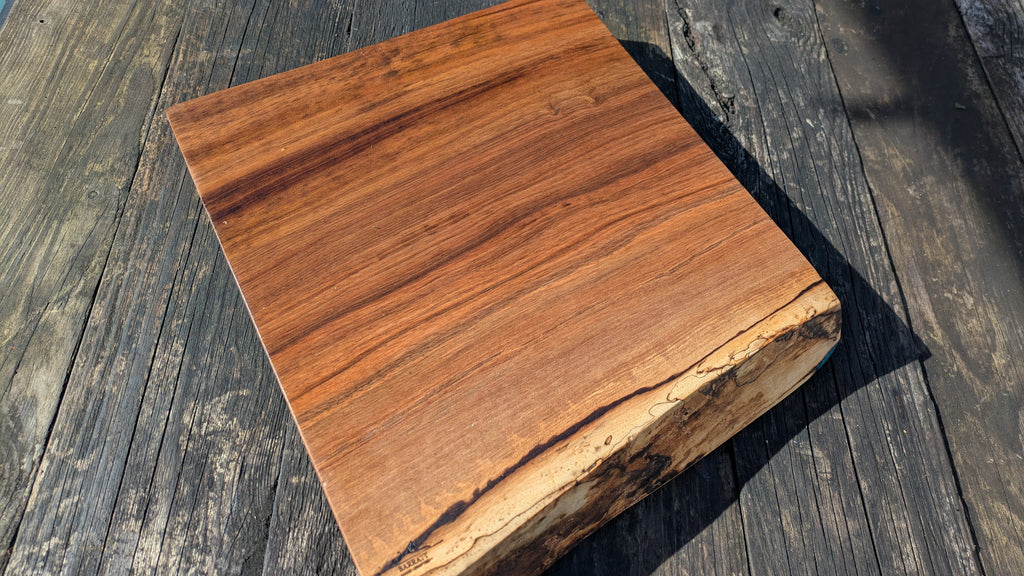 English Walnut Chopping Board 35cm x 36cm with Blue Resin Accent