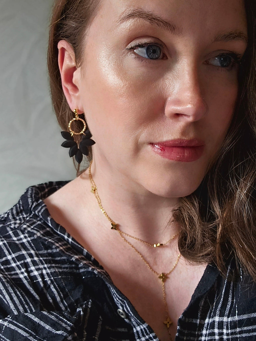 Amber Leaf Earrings in Gold and Silver