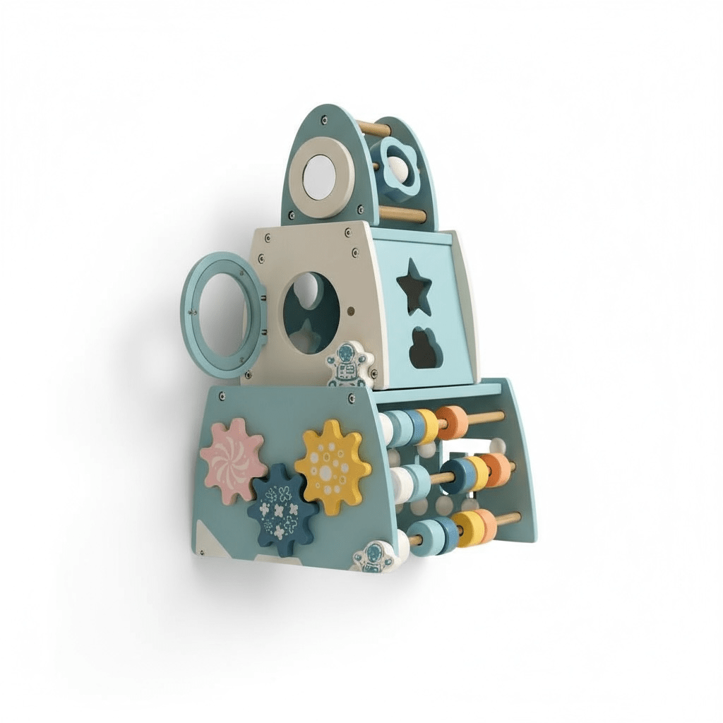 Wooden Rocket Tower Activity Toy