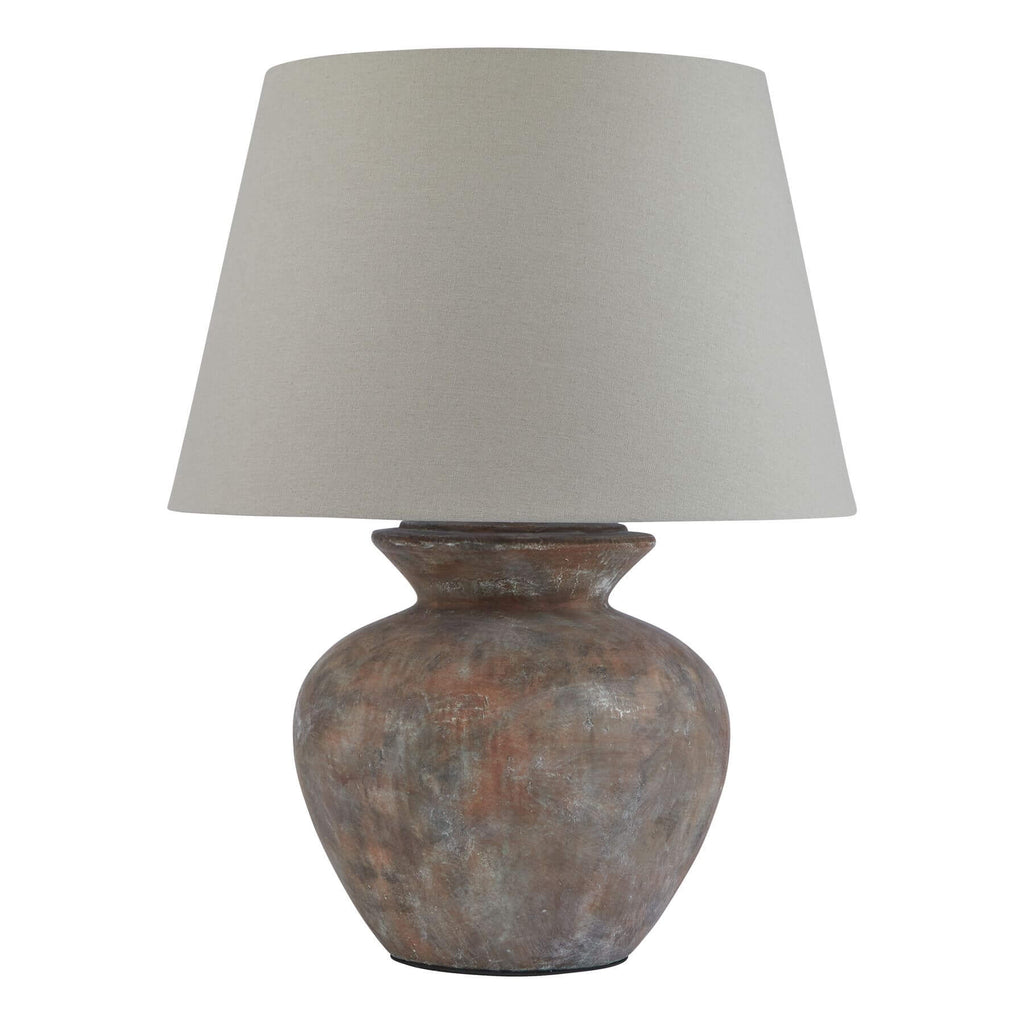 Walnut Ceramic Table Lamp with Linen Shade