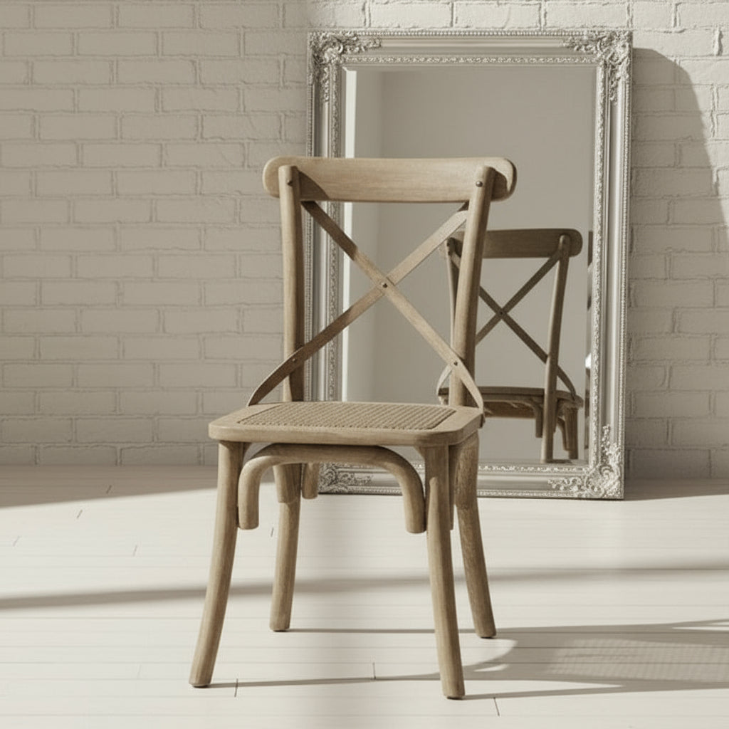 sostter Cross Back Chair With Rush Seat www.brixbailey