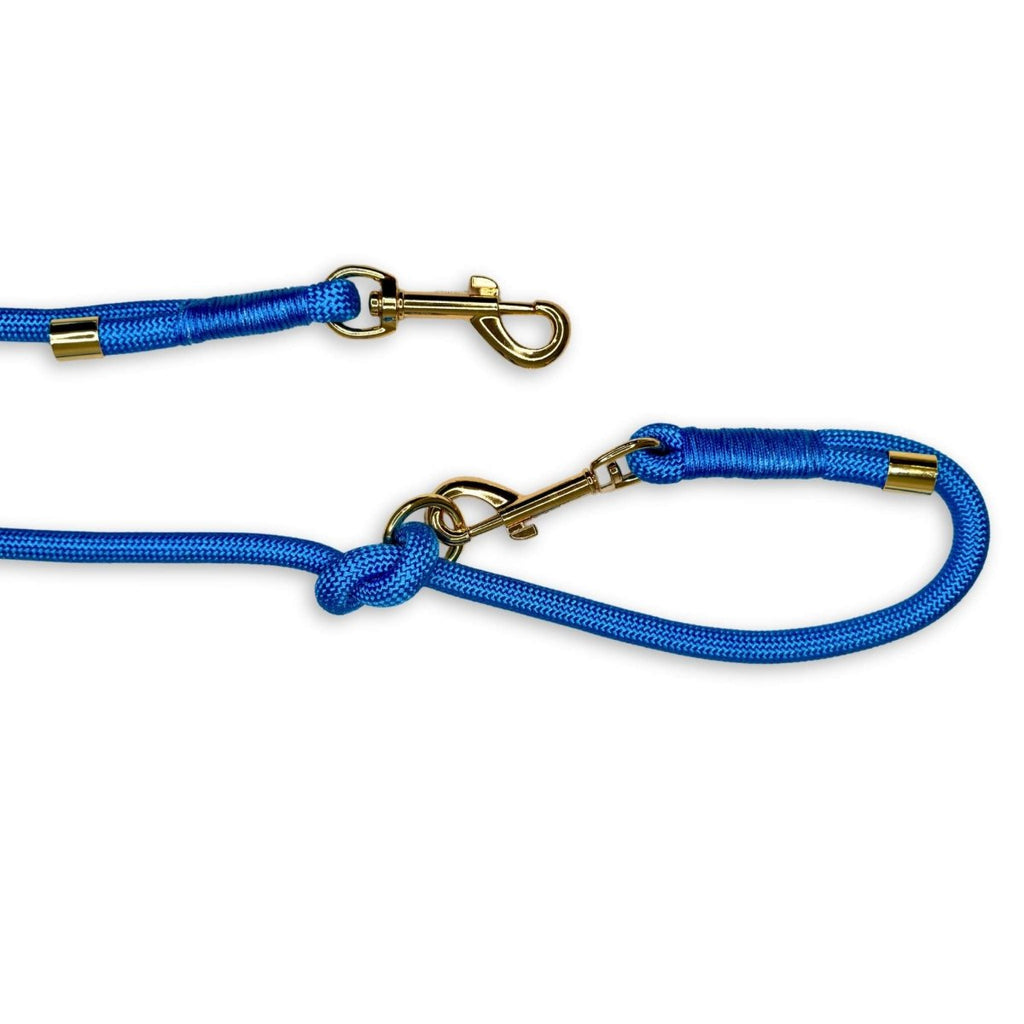 Blue 5ft Rope Lead with Gold Hardware
