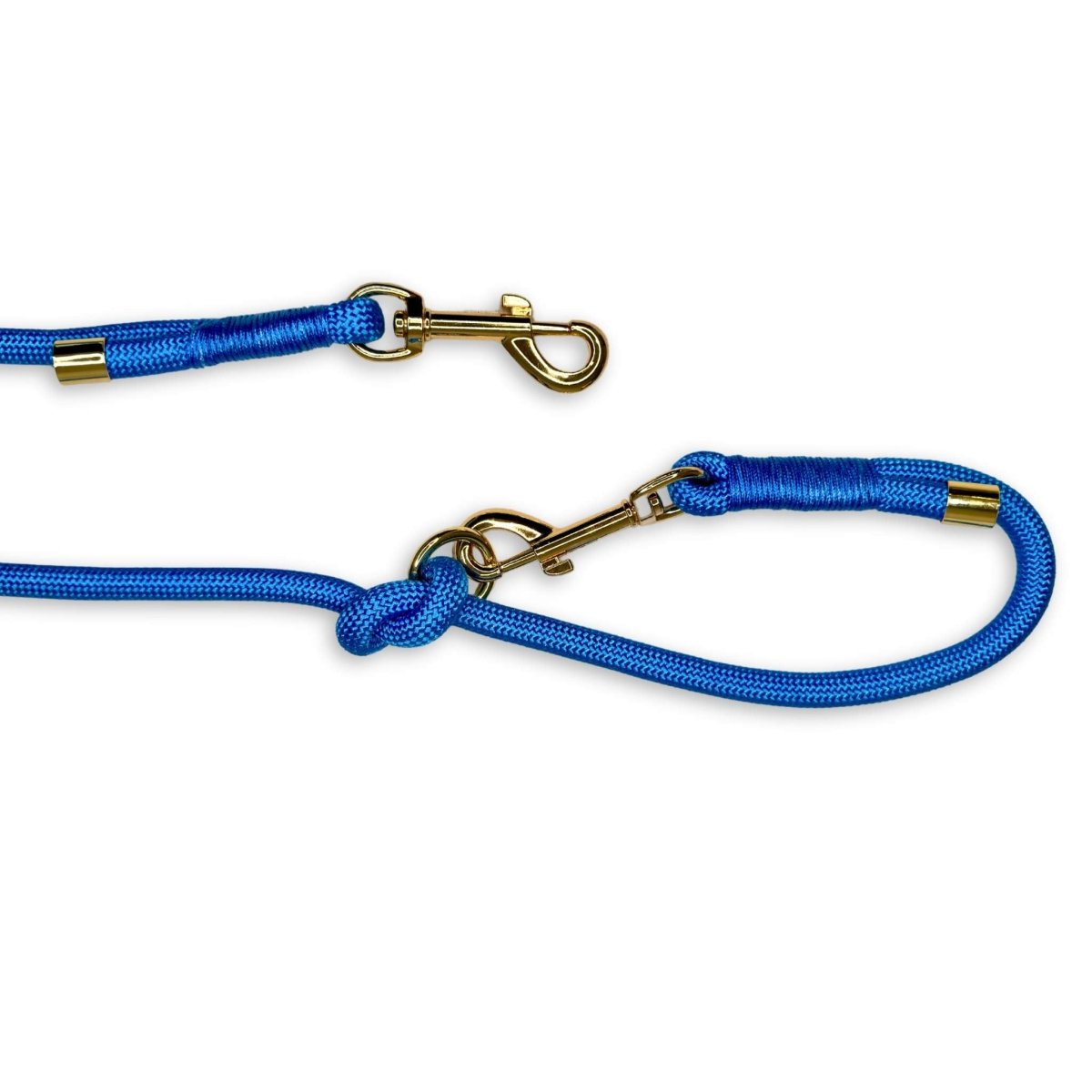 Blue 5ft Rope Lead with Gold Hardware