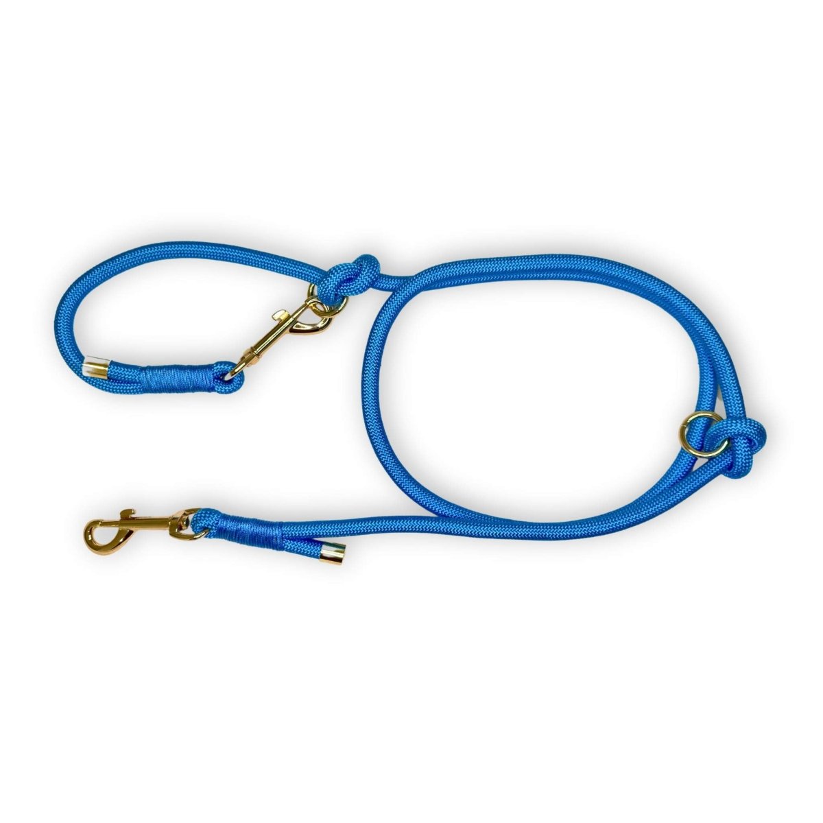 Blue 5ft Rope Lead with Gold Hardware