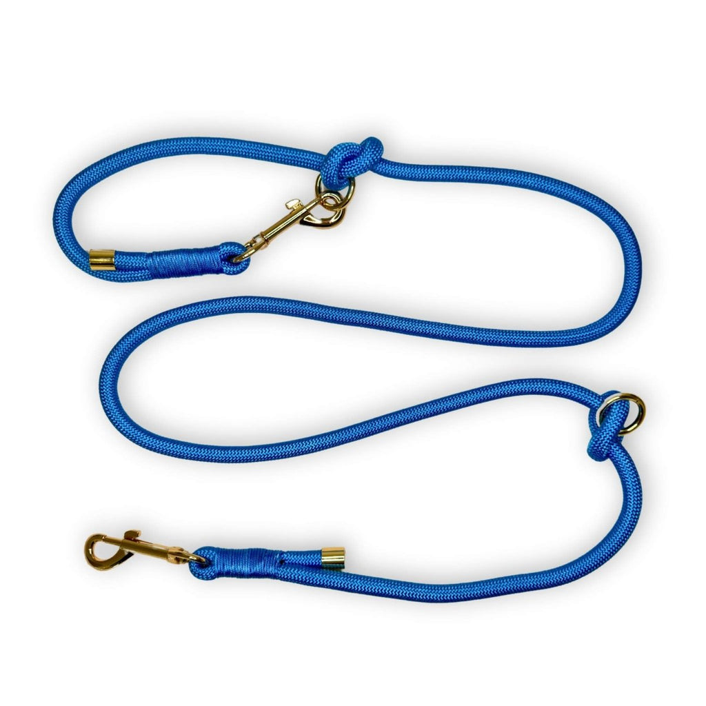 Blue 5ft Rope Lead with Gold Hardware