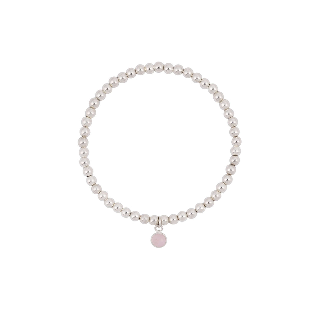 Rose Quartz Charm Bracelet in Sterling Silver and Gold Filled