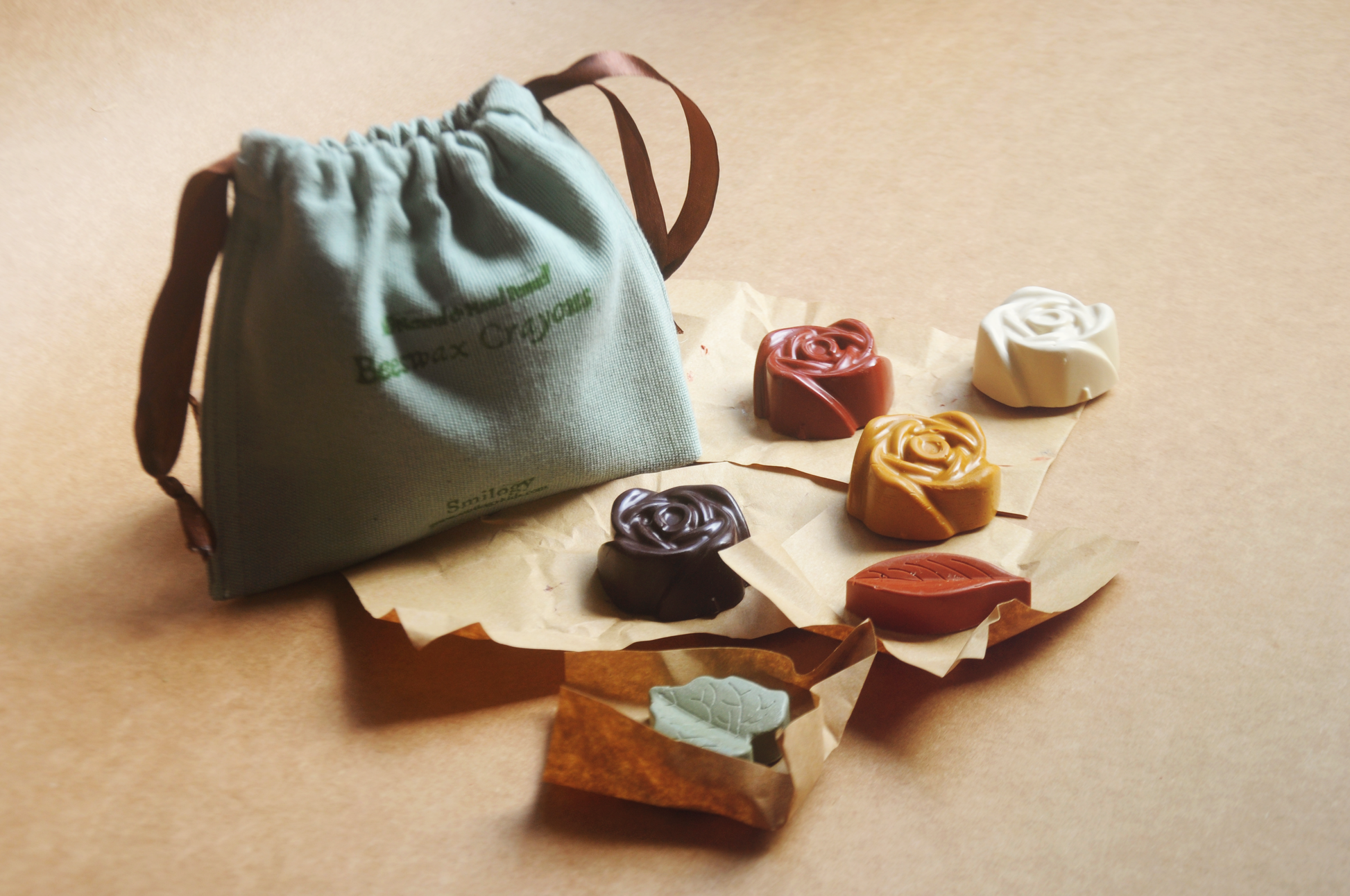 Natural Jumbo Rose Beeswax Crayons Set of 6