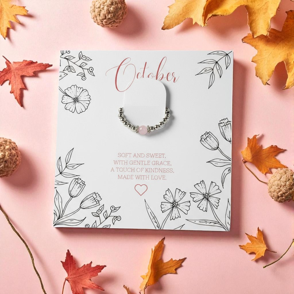 Rose Quartz Gemstone Ring in Sterling Silver and Gold