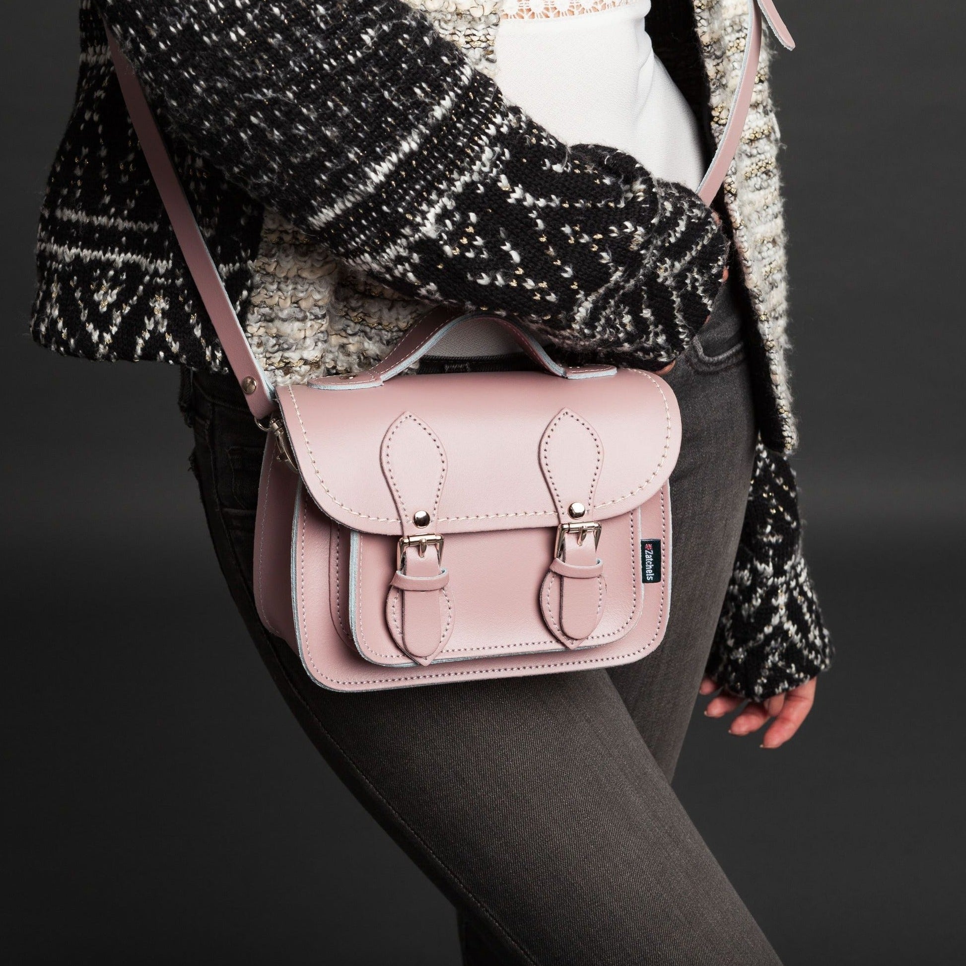 Handmade Leather Micro Satchel in Pastel Baby Blue